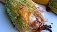 Courgette en fleur farcie au fromage frais et aux noix