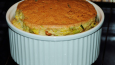 Soufflé aux poireaux, Roquefort et Noix