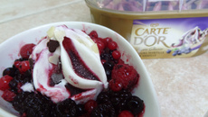 Salade de fruits gourmande à la glace Carte d'Or® façon glacier saveurs myrtille et vanille