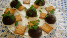 Dômes au chocolat et sorbet au citron