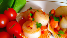 Poêlée de St-Jacques au vinaigre de tomates