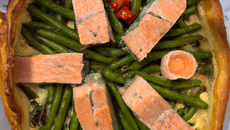 Quiche au saumon et haricots verts