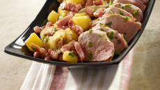 Filet mignon de porc au cidre et dés de lardons