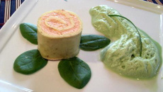 Gâteau à la crème de saumon, écume à l'oseille