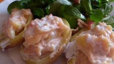 Pommes de terre farcies jambon - cancoillotte