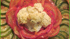 Tarte légère aux courgettes, tomates, poivron et choux fleur