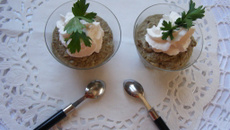Verrines de cappuccino de cèpes et sa chantilly au lard fumé