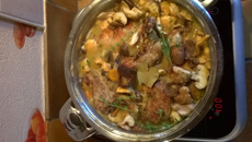 Lapin vin blanc, champignons et carottes