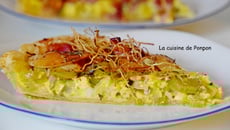 Tarte aux blancs et racines de poireaux et champignons