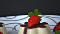 Panna cotta traditionnelle au chocolat blanc et aux fraises