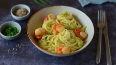 Linguines aux poireaux et à la noix de Saint-Jacques