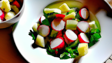 Salade de pommes de terre minceur aux radis et concombre