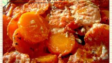 Gratin de carottes au concentré de tomates et boursin aux noisettes et noix