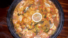 Tajine aux crevettes et petits légumes