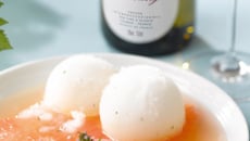 Nage de pamplemousse, sorbet à la fleur de thym et au Riesling d'alsace