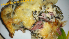 Gratin de blettes et aux 2 jambons et son fromage raclette