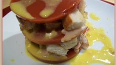 Gelée de tomates en millefeuille, sauce Caesar