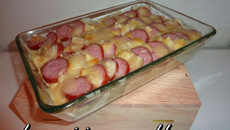 Gratin de farandelles à la saucisse de Morteau et tomme de Savoie