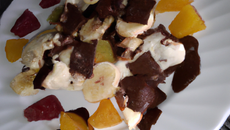 Fruits glacés au chocolat blanc