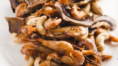 Crevettes grises, Agarics, noix de cajou