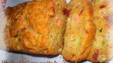 Cake au saumon, courgette au pesto