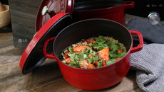 Risotto de quinoa, gambas et petits légumes