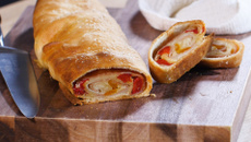 Pain roulé jambon et poivrons