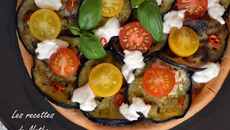 Tarte aubergines, tomates-cerise et chèvre