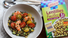 Salade gourmande lentilles crevettes
