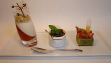 Déclinaison sucrée autour de la tomate de Marmande....verrine, crème brûlée et tartelette