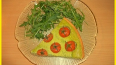 Quiche à la roquette, tomates cerises et chèvre