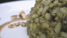 Risotto à l'oseille et au chèvre, émulsion noisette