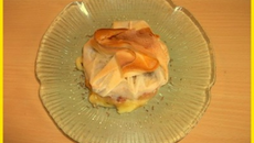 Aumônières au Livarot, pommes et cumin