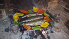 Truite citron vert / amande et poivrons au thym et huile d'olive