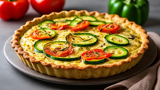 Quiche à la courgette, aux tomates et oignon