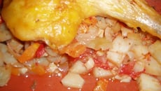 Gratin de légumes et cuisses de poulet