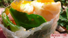 Rouleau d'Automne aux potimarron et crevettes roses