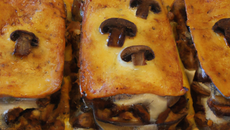 Lasagnes potiron/champignons parfumées au Roquefort