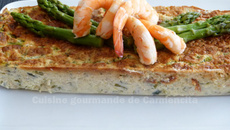 Terrine d’asperges vertes aux gambas et crabe