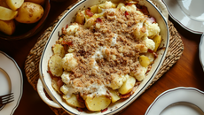 Crumble de chou-fleur au chèvre et bacon