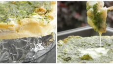 Camembert rôti au four au pesto de pousses d'épinards et noix