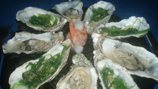 Huîtres chaudes au champagne et algues vertes