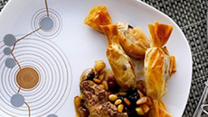 Foie gras poêlé et bonbons aux fruits secs