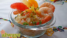 Salade fraîche aux 3 agrumes et crevettes