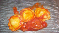 Ravioles au fromage de chèvre et lardons