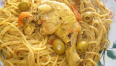 Spaghetti et sa sauce safran poulet