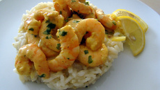 risotto aux poireaux et coteaux du Layon et ses crevettes curry-coco