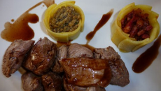 Agneau au Whisky et son accompagnement, sauce irish coffee