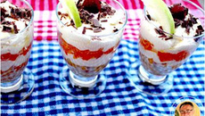 Verrines pêches abricots et sa mousse de mascarponeà la vanille