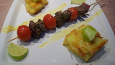 Brochette au bœuf de Chalosse & ses ch'tis pavés